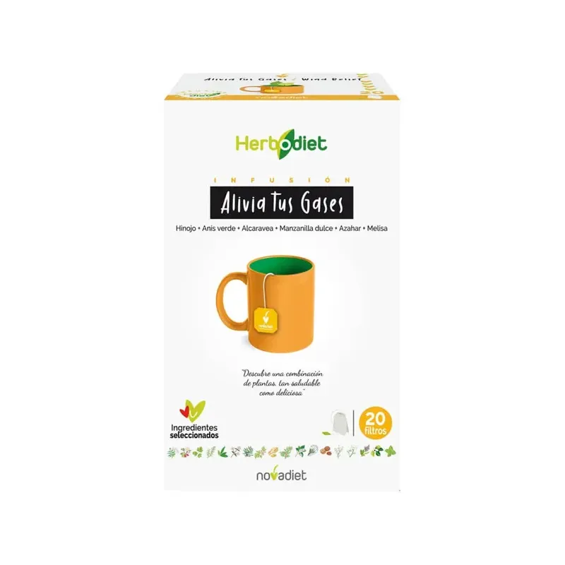 HERBODIET ALIVIA TUS GASES Envase de 20 bolsitas filtro de 1,5 g. cada una.