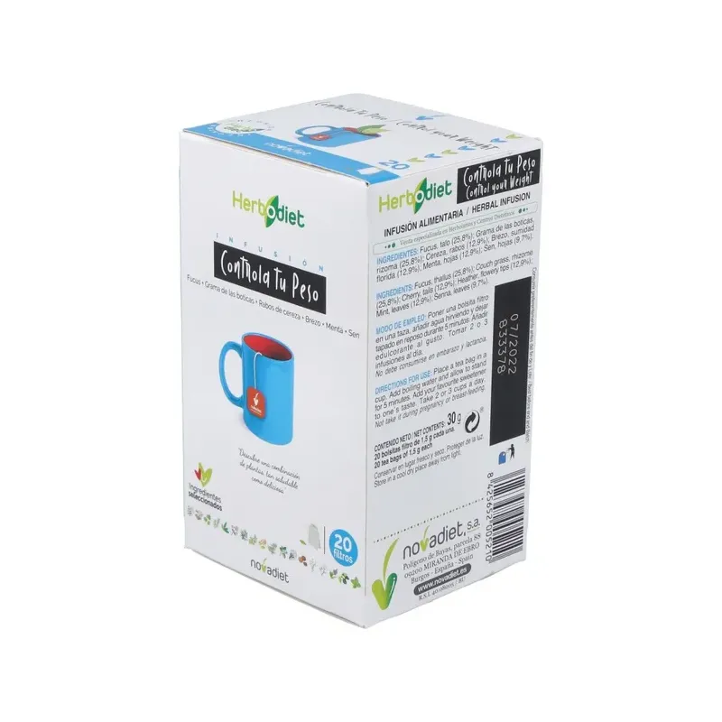 HERBODIET CONTROLA TU PESO Envase de 20 bolsitas filtro de 1,5 g. cada una.