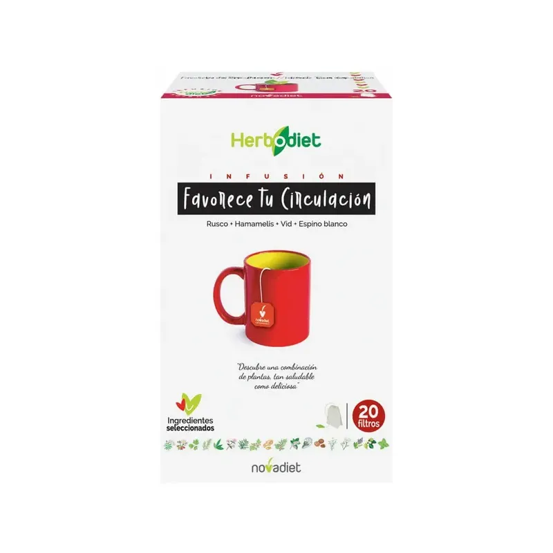 HERBODIET FAVORECE CIRCULACION Envase de 20 bolsitas filtro de 1,5 g. cada una.