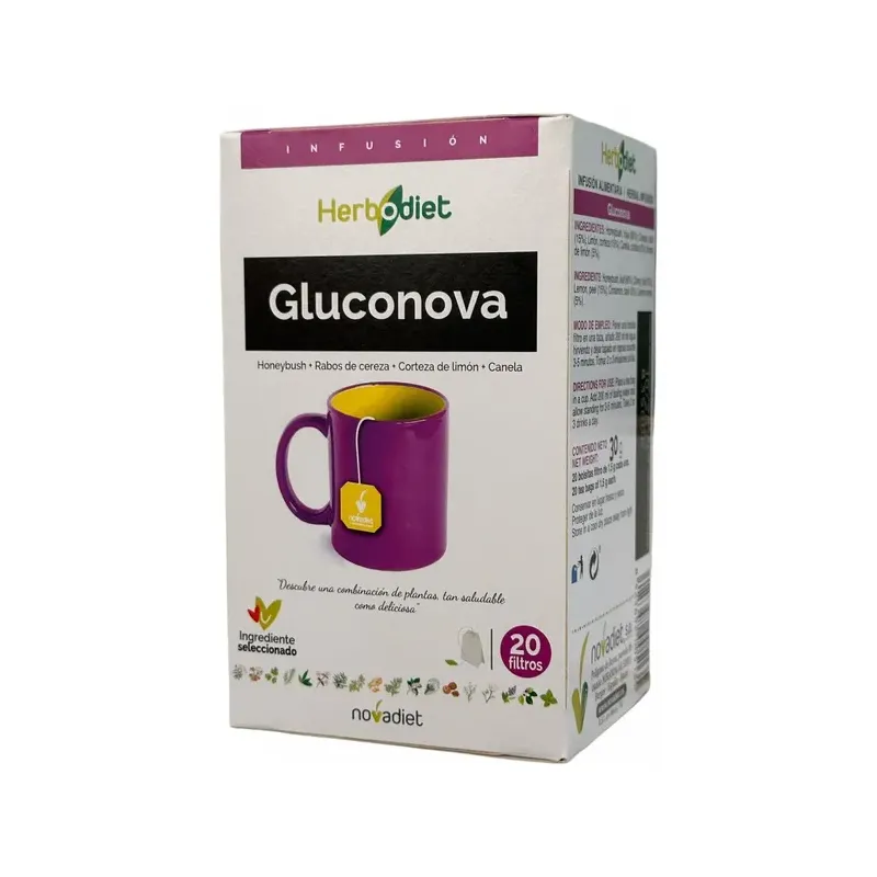 HERBODIET GLUCONOVA Envase de 20 bolsitas filtro de 1,5 g. cada una.