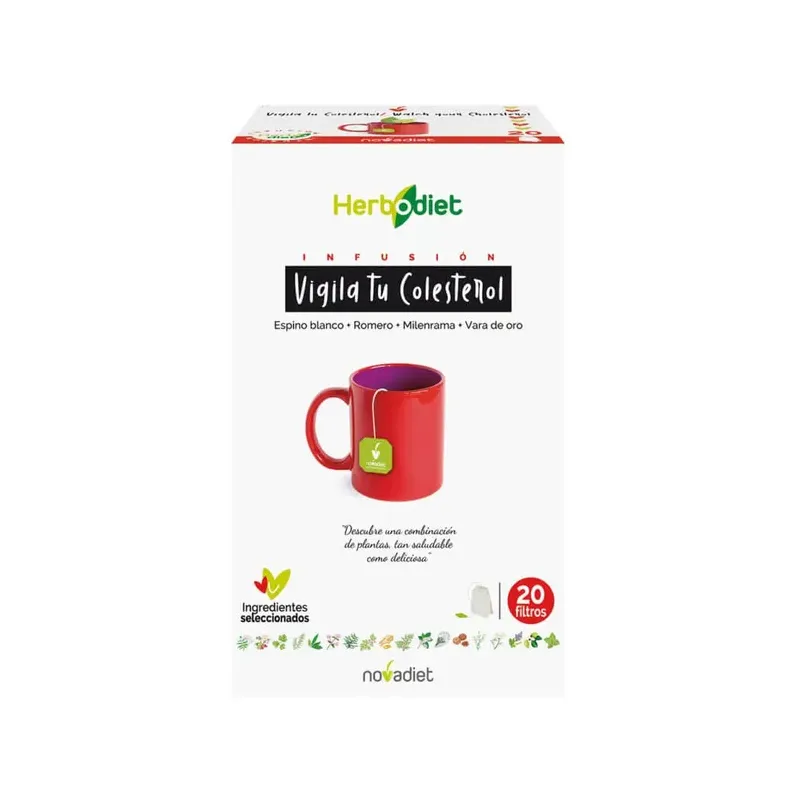 HERBODIET VIGILA TU COLESTEROL Envase de 20 bolsitas filtro de 1,5 g. cada una.