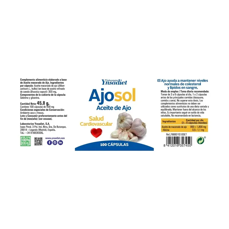 AJOSOL VEGETAL 100 PERLAS