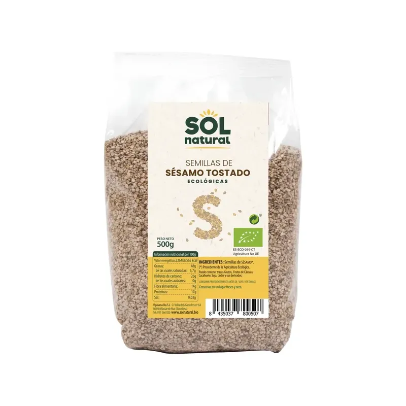 SEMILLAS SÉSAMO TOSTADO BIO 500 G  OFERTA LOTE CADUCIDAD 28/11/26