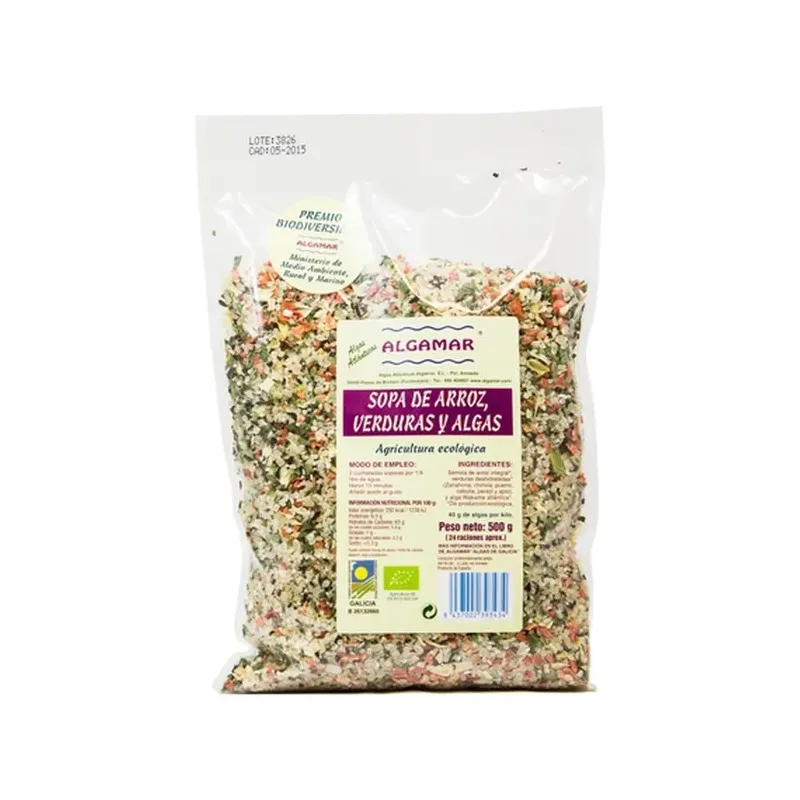 Sopa de Arroz, Verduras  y Algas 500 g  BIO