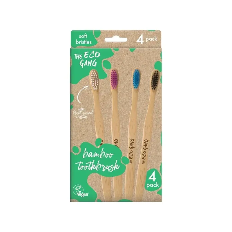CEPILLO DE DIENTES ADULTO BAMBÚ 4 U - Suave COLORES