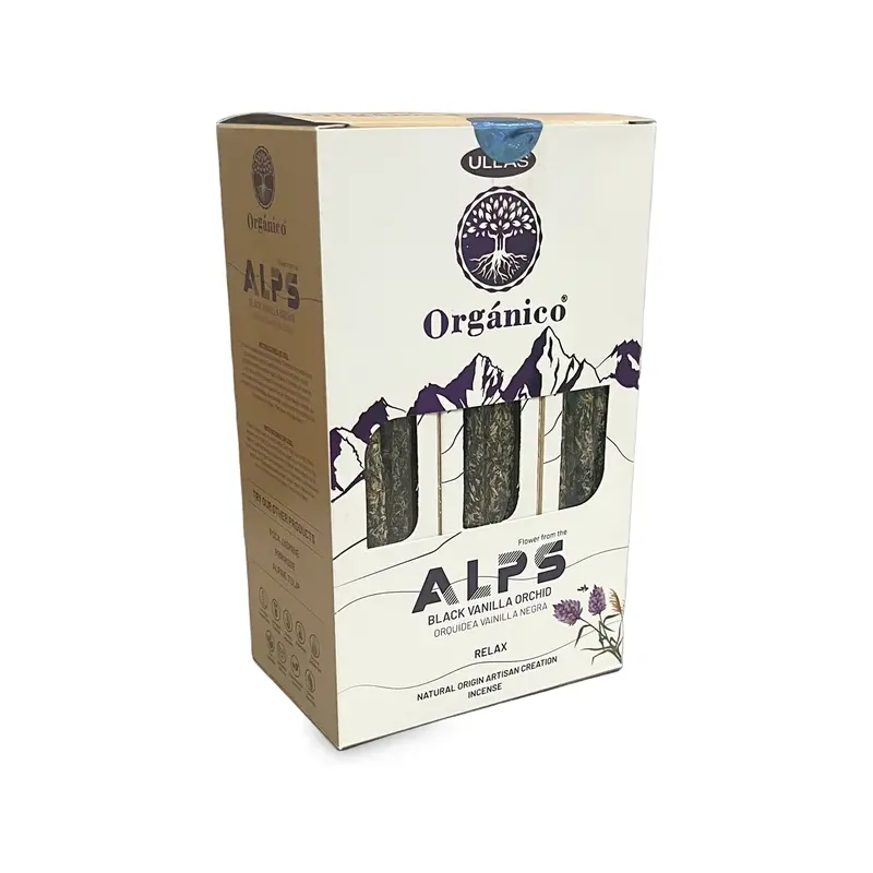 INCIENSO (ULLAS) ORGANIC ALPS BLACK VAINILLA ORCHID Caja 12 uds (SÓLO SE VENDE POR CAJA)