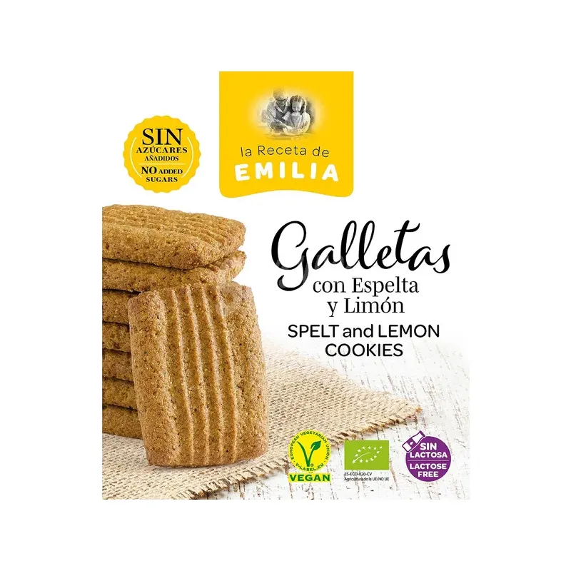 GALLETAS LIMÓN 125G · SIN GLUTEN · SIN AZÚCARES AÑ
