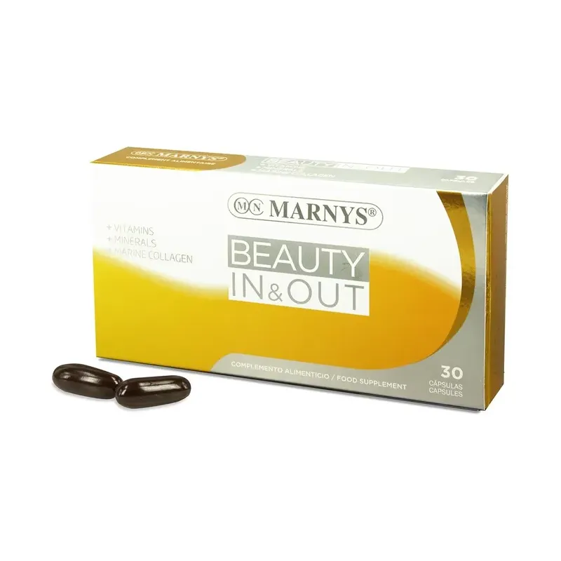 BEAUTY IN & OUT Colageno Marino+ Omega 3,6,9+ Vitaminas+ Minerales 30  Cápsulas