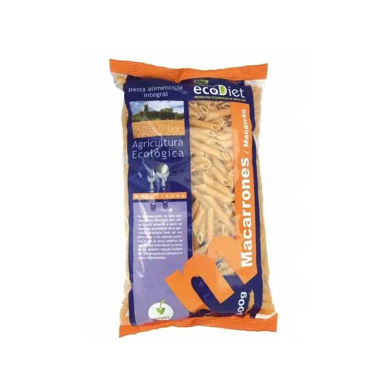 MACARRONES INTEGRALES ECODIET Envase de 500 g.