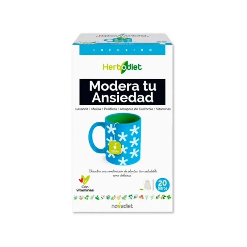 HERBODIET MODERA TU ANSIEDAD Envase de 20 bolsitas filtro de 1,5 g. cada una.