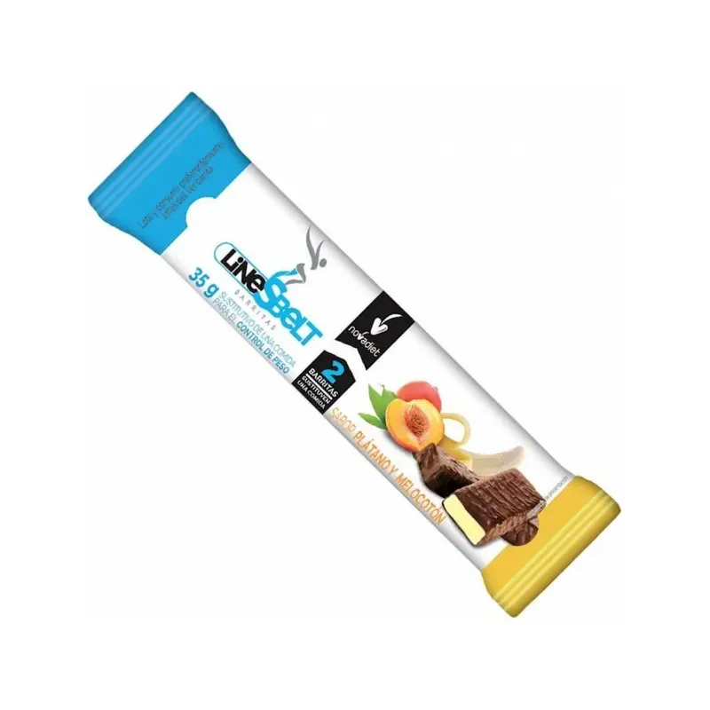 LINE SBELT PLATANO Y MELOCOTON Envase de 24 barritas de 35 g cada una.