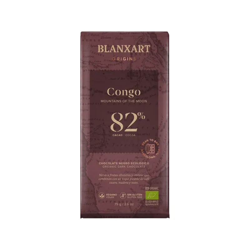 CHOCOLATE NEGRO ECOLÓGICO 82% CACAO CONGO