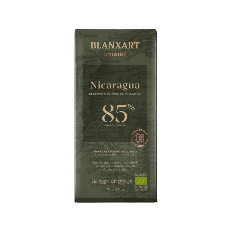 CHOCOLATE NEGRO ECOLÓGICO 85% CACAO NICARAGUA