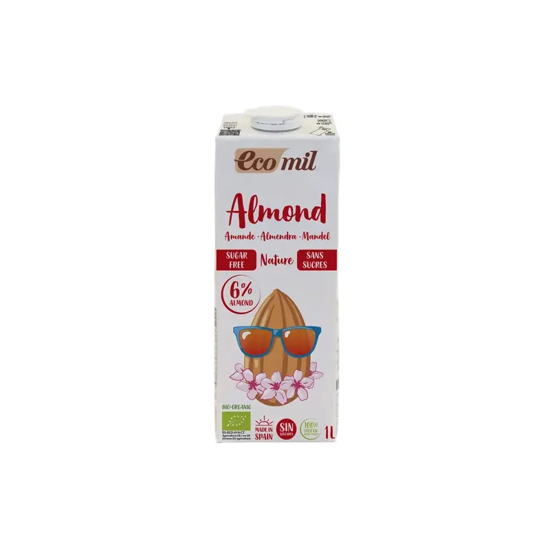CAJA 6 UDS ALMENDRA NATURAL SIN AZÚCAR BIO 1 L