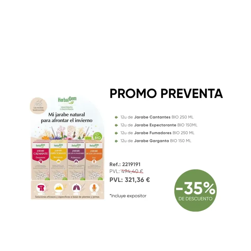 PROMO EXPO DE MESA JARABES HERBALGEM 12 DE CADA