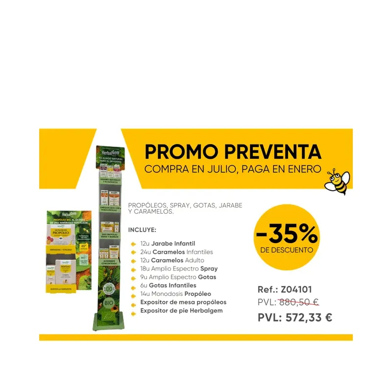 PROMO PREVENTA PROPOLEOS EXPO DE PIE Y DE MESA