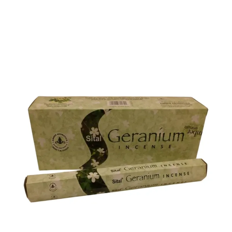 INCIENSO SITAL GERANIUM 20 GR Caja 6 unidades. SOLO SE VENDE POR CAJA