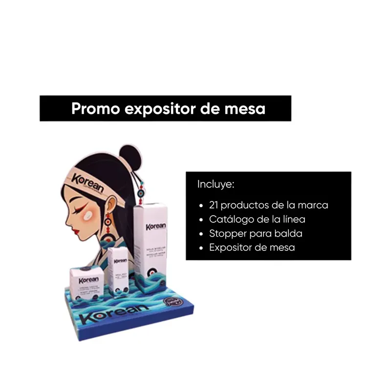 PROMO PACK IMPLANTACIÓN KOREAN COSMETICS EXPO DE MESA  GRANADIET (21 PRODUCTOS)
