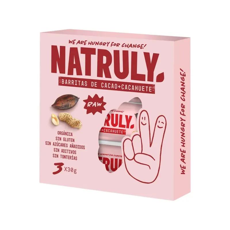 BARRITA RAW DE CACAO Y CACAHUETE | BIO Pack 3x30g