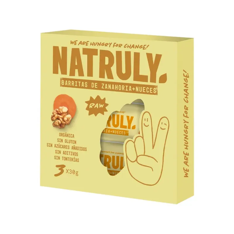 BARRITA RAW DE ZANAHORIA Y NUECES | BIO | Pack 3x30G