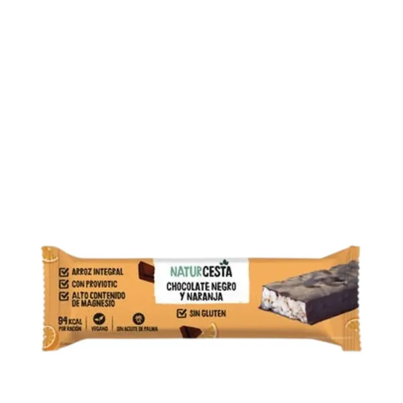 EXPOSITOR DE 20 BARRITAS DE ARROZ CHOCOLATE NARANJ