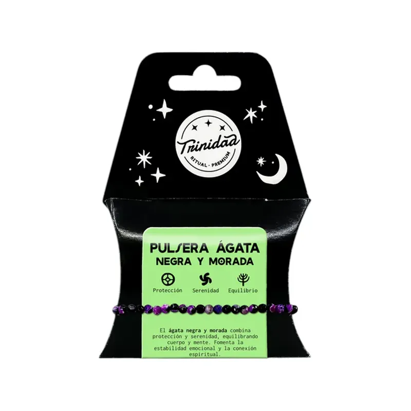 PULSERA AGATA NEGRA TEÑIDA MORADA 4MM