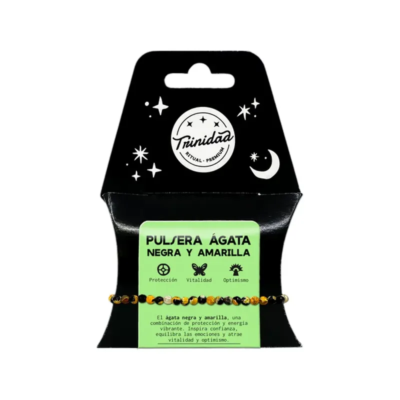 PULSERA AGATA NEGRA TEÑIDA AMARILLA 4MM