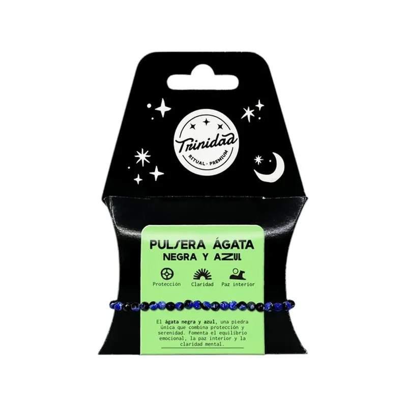 PULSERA AGATA NEGRA TEÑIDA AZUL 4MM