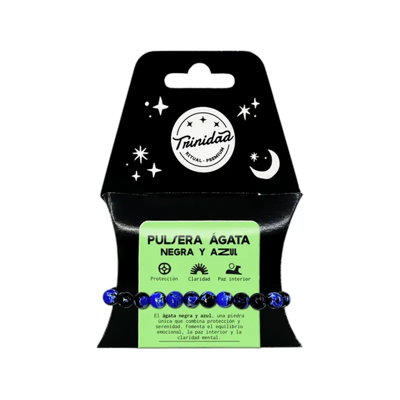 PULSERA AGATA NEGRA TEÑIDA AZUL 8MM