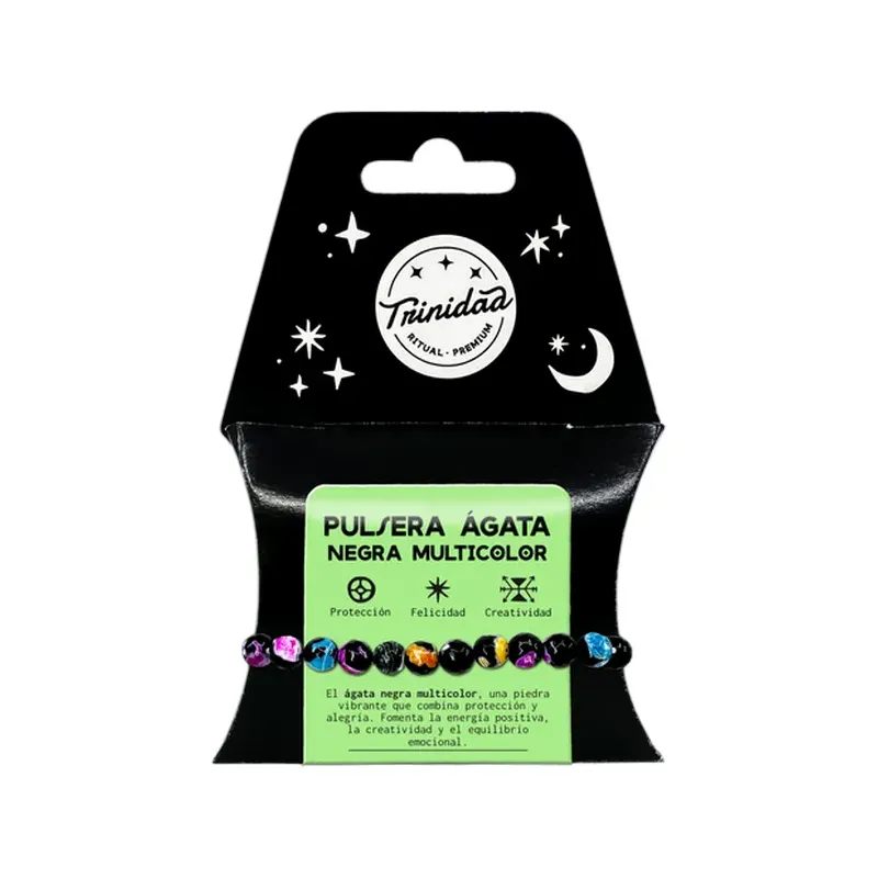 PULSERA AGATA NEGRA TEÑIDA MULTICOL 8MM
