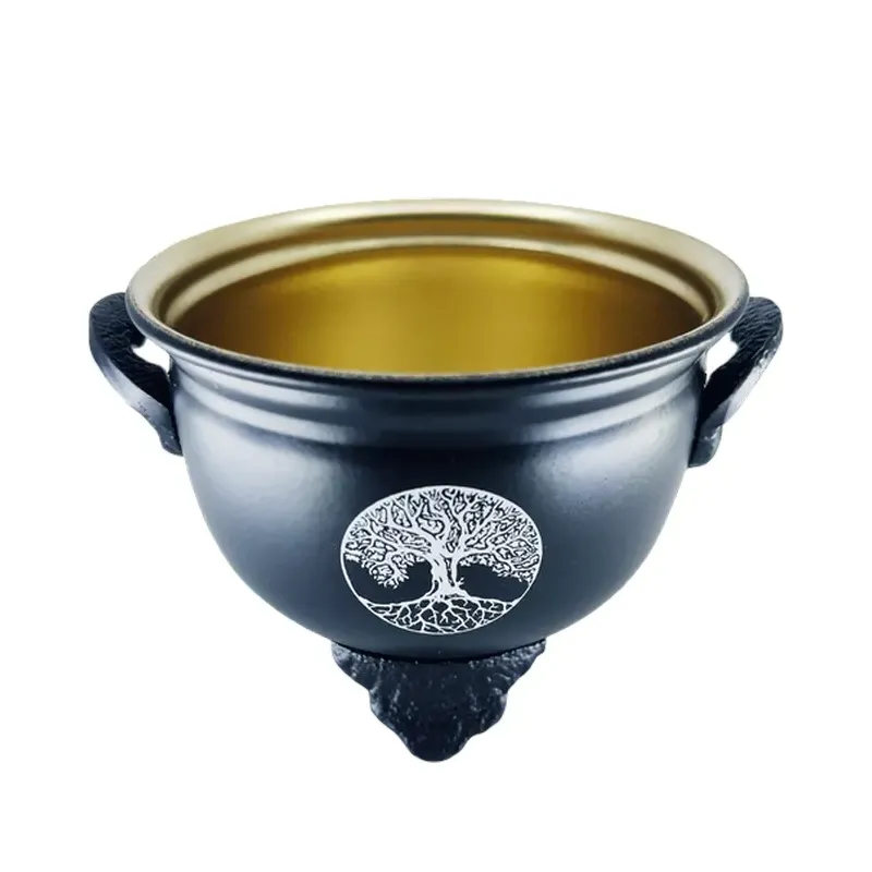 CUENCO METALICO NEGRO DORADO ARBOL 10 CM
