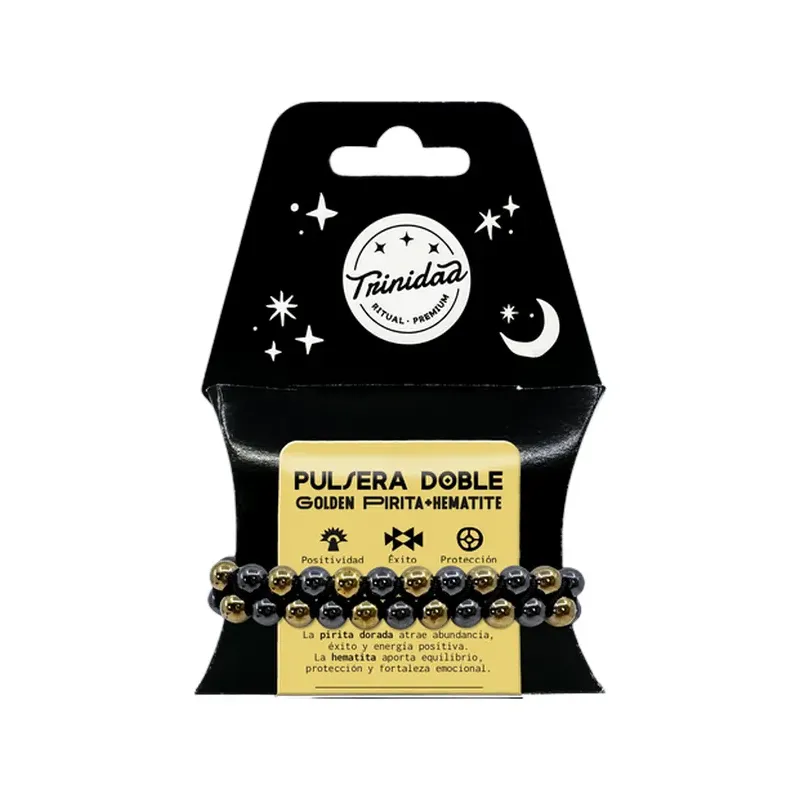PULSERA DOBLE GOLDEN PIRITA ATITE BOLA 8 MM.
