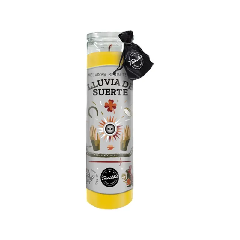 VELADORA SOJA LLUVIA DE LA SUERTE VASO VIDRIO 20X5.5CM