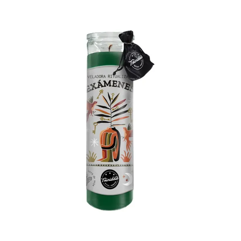 VELADORA SOJA EXAMENES VASO VIDRIO 20X5.5 CM
