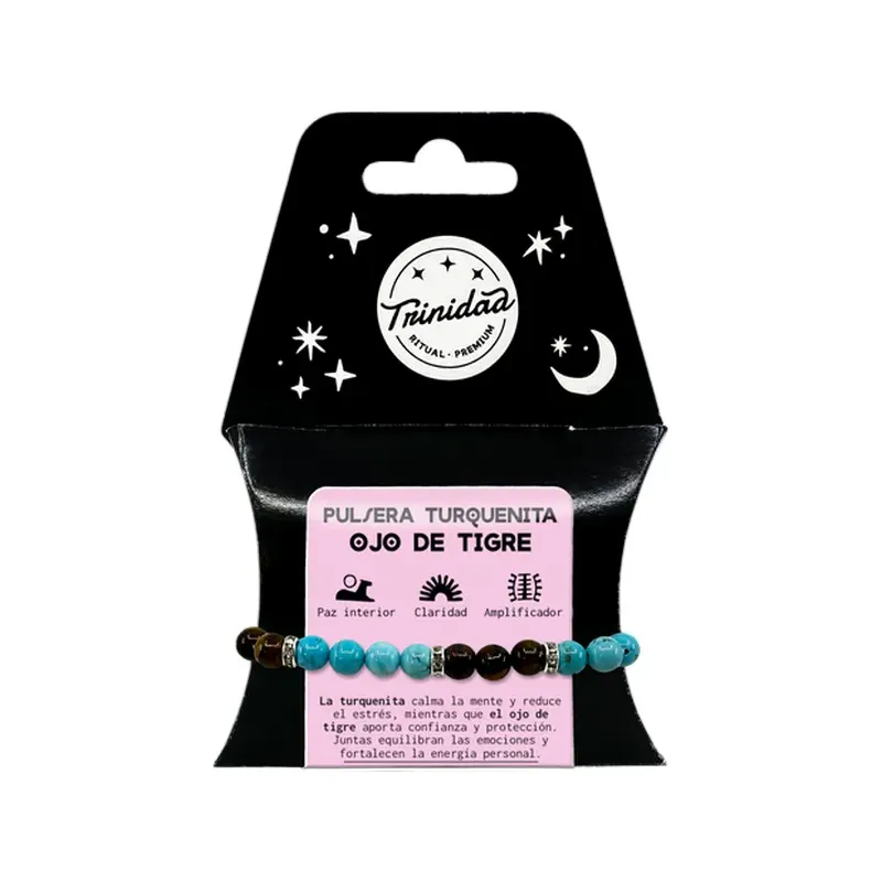 PULSERA TURQUENITA OJO TIGRE CHARMS 8 MM