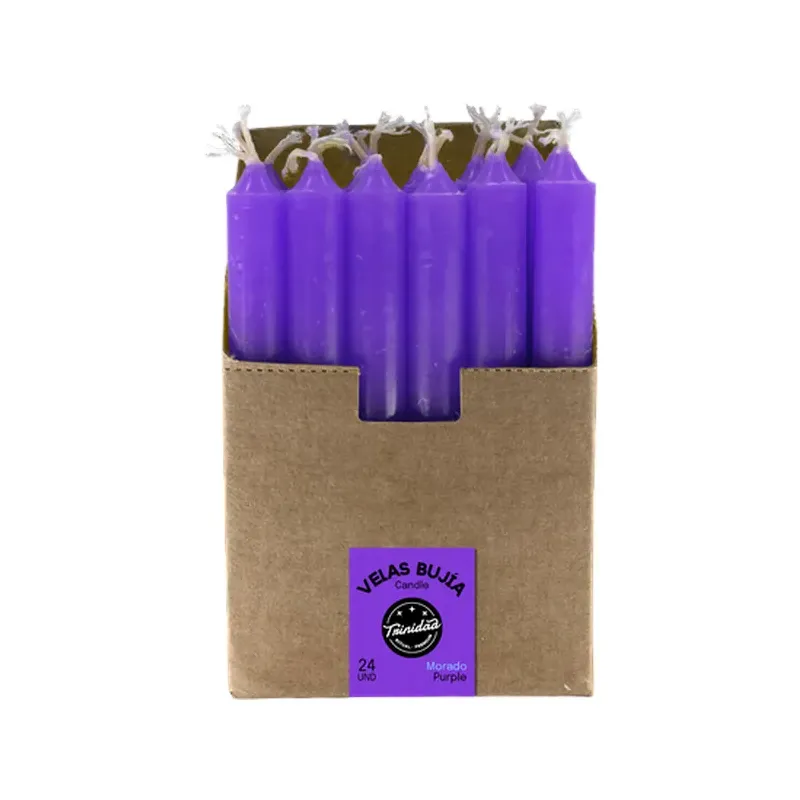 BUJIA MINI MORADA 1,2 CM  X 11 CM Caja 24 unidades. SOLO SE VENDE POR CAJA