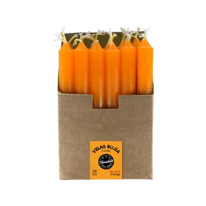 BUJIA MINI NARANJA 1,2 CM  X 11 CM Caja 24 unidades. SOLO SE VENDE POR CAJA