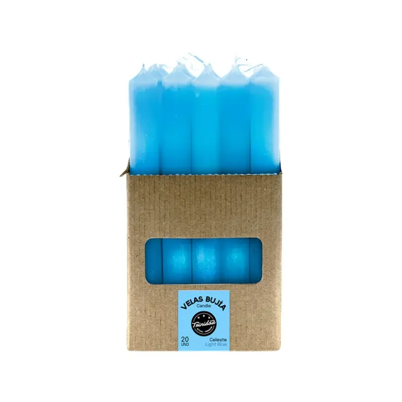 VELAS BUJIA CELESTE 2 X 19 CM. Caja 20 unidades. SOLO SE VENDE POR CAJA