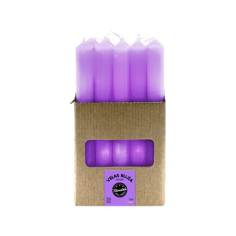 VELAS BUJIA LILA 2 X 19 CM. Caja 12 unidades. SOLO SE VENDE POR CAJA