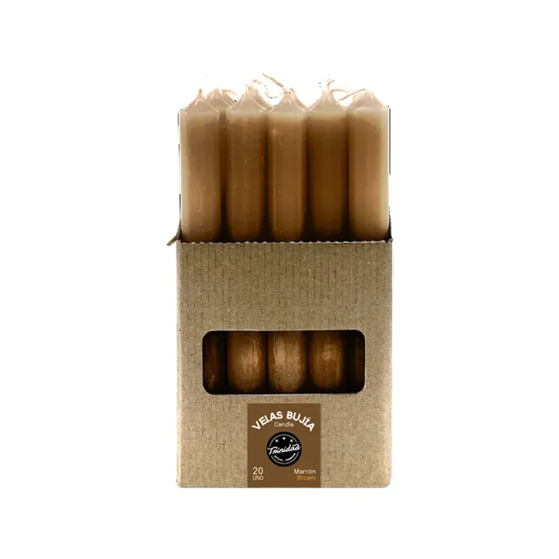 VELAS BUJIA MARRON 2 X 19 CM. Caja 20 unidades. SOLO SE VENDE POR CAJA