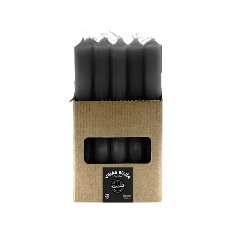 VELAS BUJIA NEGRO 2 X 19 CM. Caja 20 unidades. SOLO SE VENDE POR CAJA