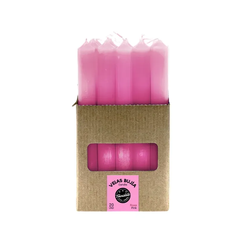 VELAS BUJIA ROSA 2 X 19 CM. Caja 20 unidades. SOLO SE VENDE POR CAJA