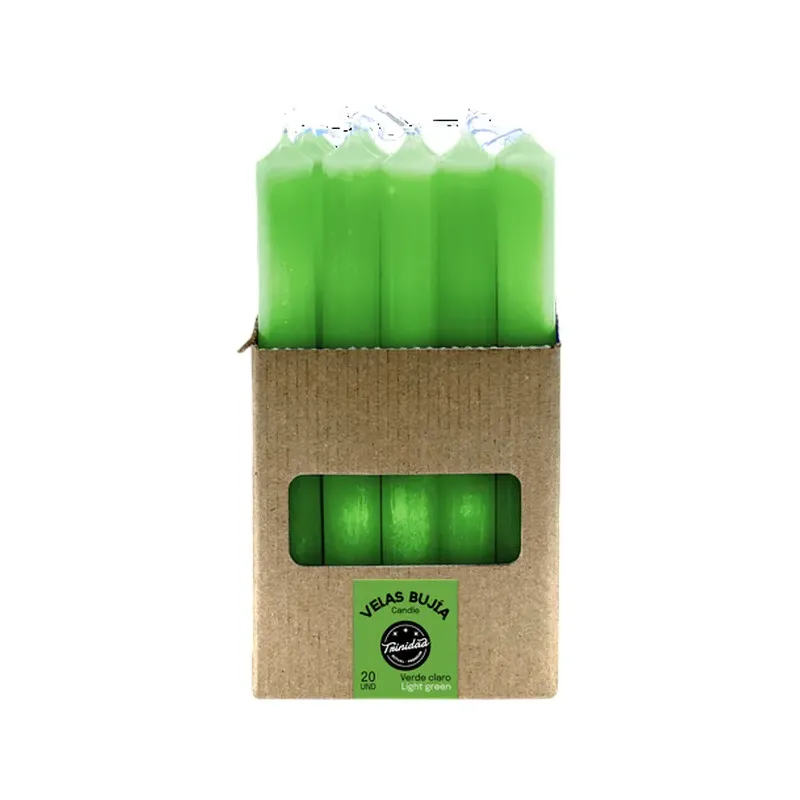 VELAS BUJIA VERDE CLARO 2 X 19 CM Caja 12 unidades. SOLO SE VENDE POR CAJA