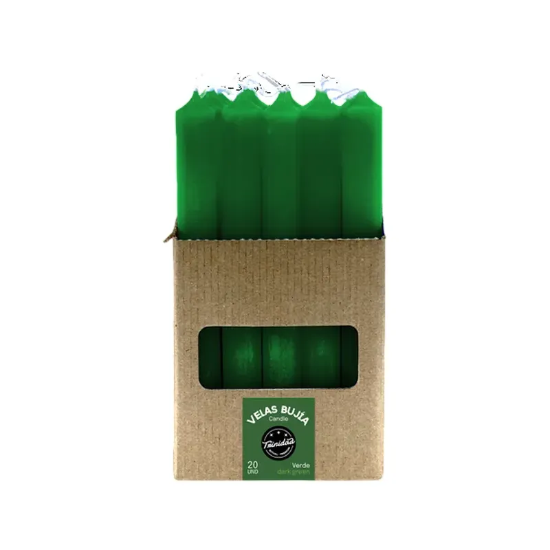 VELAS BUJIA VERDE OSCURO 2 X 19 CM Caja 20 unidades. SOLO SE VENDE POR CAJA