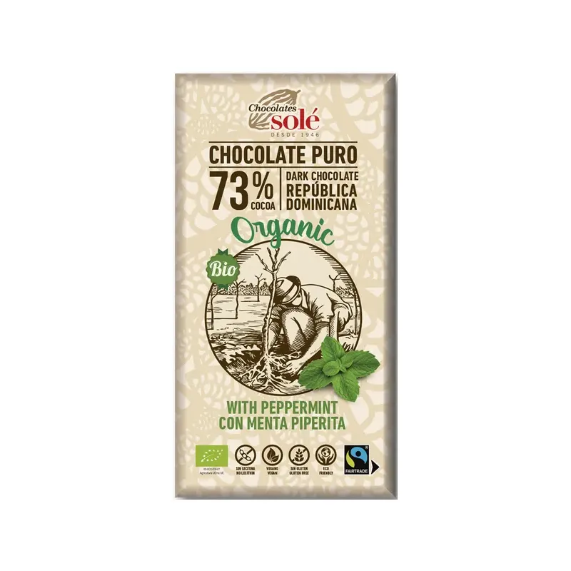 CHOCOLATE NEGRO 73% MENTA ECO VEGANO 100G