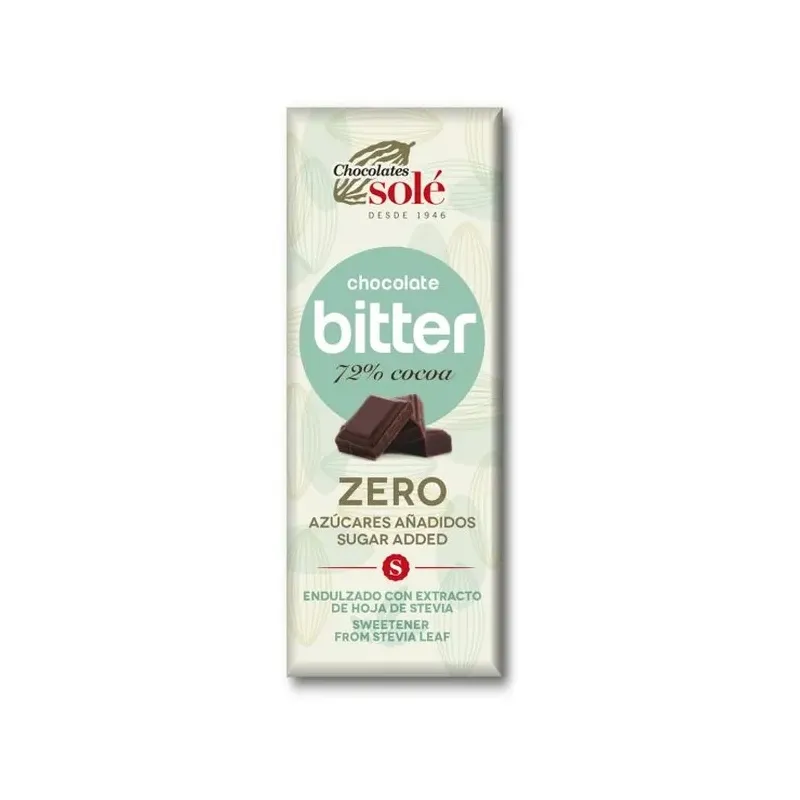 CAJA CHOCOLATE BITTER 72% STEVIA 25g 30und