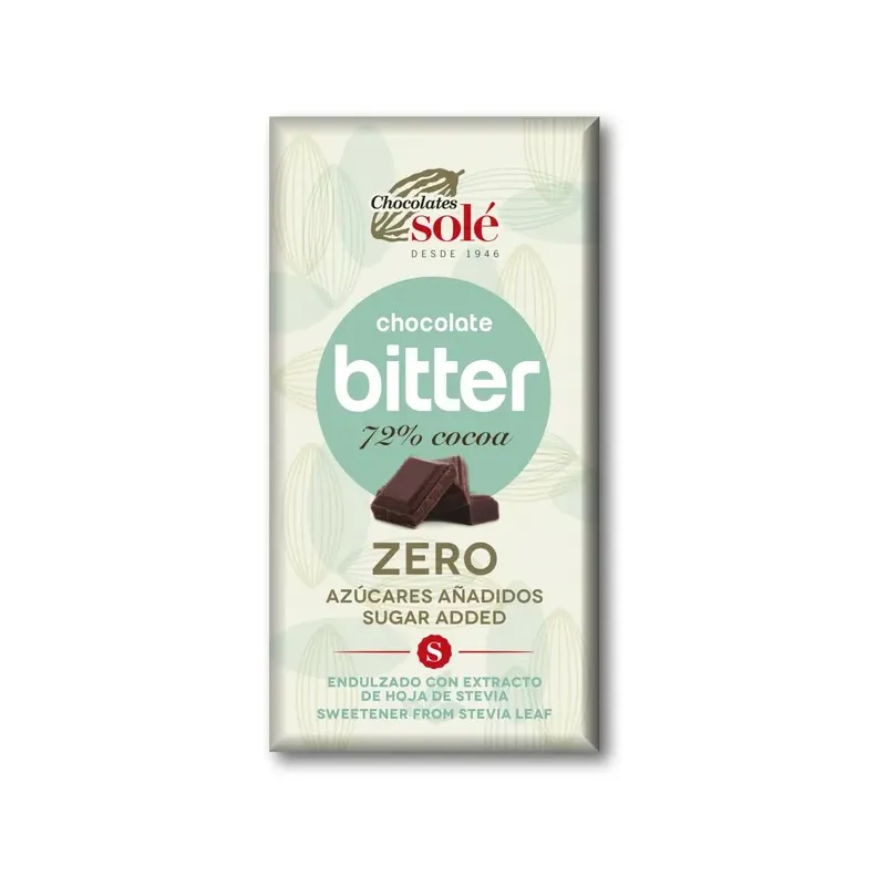 CHOCOLATE BITTER 72% STEVIA 100G -