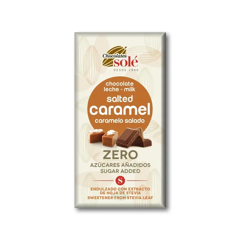 CHOCOLATE LECHE STEVIA CARAMELO salado 100g