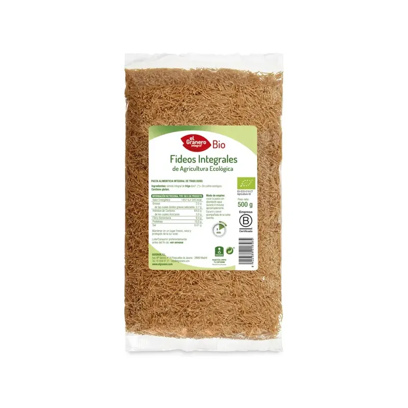 FIDEOS INTEGRALES BIO, 500 G
